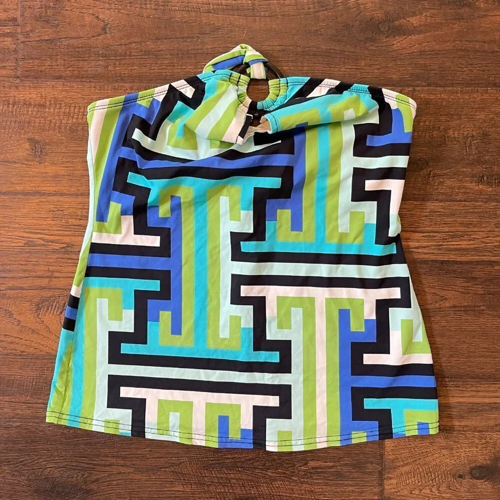Kenneth Cole Geometric Print Key Hole Tankini Bathing Suit